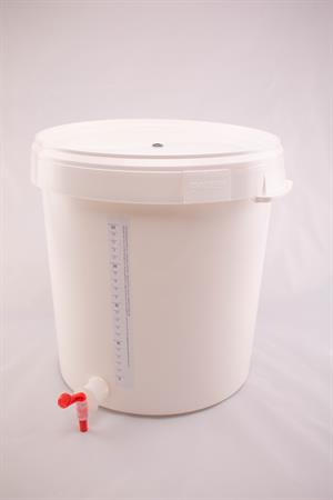 Gjæringsspann med tappekran, 30 liter, hvid
